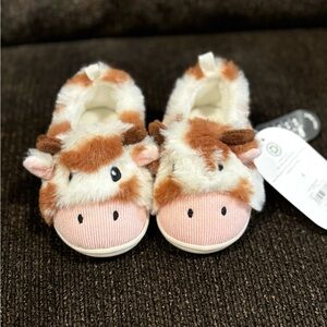 Wonder Nation Brown and White Cow Slippers